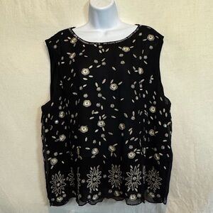 C-200 Uniform by John Paul Richard PLUS SIZE 3X‎ Black & Cream Silk Blouse